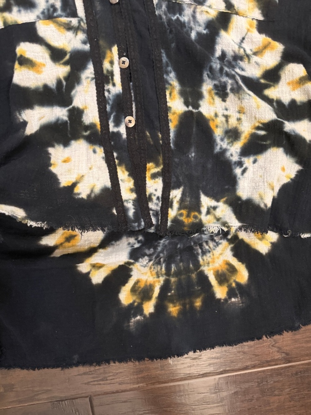 Free People Top-One Teaspoon Boho Tie-Dye High Low button down - Picture 4 of 10